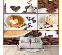 Creative Coffee Brown Coffee Bean Art 3D Papel Pintado Pared Fácil Instalación Oficina Sala Estar Sofá Dormitorio TV Fondos Decoración-150cm×105cm
