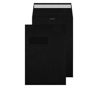 Creative Colour C4 324x229x25mm Gusset Pocket Peel and Seal Window Envelope - Jet Black (Pack of 125)