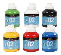 Creative Company Pintura acrílica de A-Color, surtido de colores primarios Matt 32132 Colegio de colores para pintura acrílica y pinturas acrílicas. 6 x 500 ml.