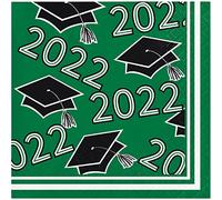 Creative Converting Class of 2022 Servilletas de bebidas verde esmeralda, 5 pulgadas