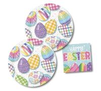 Creative Converting Platos y servilletas de papel de Pascua pastel, suministros de fiesta de conejo de Pascua, vajilla desechable (32 piezas)