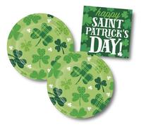 Creative Converting Platos y servilletas de papel de trébol para fiesta del día de San Patricio (32 piezas)