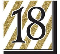 Creative Converting - Servilletas de cumpleaños en negro y dorado (Paquete de 16) (21/Negro/Oro)