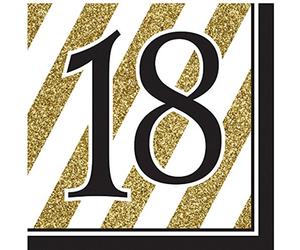 Creative Converting - Servilletas de cumpleaños en negro y dorado (Paquete de 16) (21/Negro/Oro)