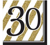 Creative Converting - Servilletas de cumpleaños en negro y dorado (Paquete de 16) (30/Negro/Oro)