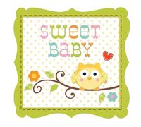 Creative Converting - Servilletas Diseño Búho Sweet Baby de Papel Fiesta de Benvenida al Bebé - Pack de 16 (Talla Única) (Multicolor)
