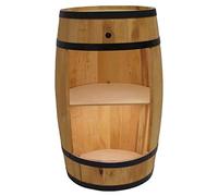 CREATIVE COOPER Barril de Madera con Luces LED - Armario de Vino en Estilo Retro - Barril de Vino - Botellero de Madera - 80 cm de Alto - Muebles Elegantes - Mesa Alta y Soporte para Botellas (Roble)