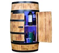 Creative Cooper barril de Vino Mesa Alta con Puerta y LED RGB, Armario para Alcohol, Botellero de Madera, Muebles de Barril, Madera de Coníferas, Bar, 80 cm (quemada por el Sol)