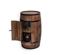 CREATIVE COOPER Mesa alta con puerta, armario para alcohol, botellero de madera, barril de madera, mueble de barril, armario de whisky, barril de vino con puerta, 80 cm (wengué quemado por el sol)