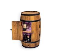 CREATIVE COOPER Mesa alta con puerta y LED RGB, armario para alcohol, estantería para botellas, barril de madera, barril de madera, mueble de barril, barril de vino con puerta, 80 cm (roble quemado