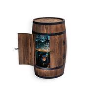 CREATIVE COOPER Mesa alta con puerta y LED RGB, armario para alcohol, estantería para botellas de madera, barril de madera, mueble de barril, barril de vino, barril de vino con puerta, 80 cm (wengué