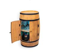 CREATIVE COOPER Mesa alta con puerta y LED RGB, armario para alcohol, estantería para botellas de madera, barril de madera, mueble de barril, barril de whisky, barril de vino con puerta, 80 cm (roble)