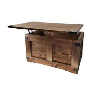 CREATIVE COOPER Mesa de centro, caja de madera, cofre del tesoro, caja de almacenamiento, rústica de trueno, mesa de café, 77 x 49 x 45 cm, baúl de madera hecho a mano, aceite de madera ecológico