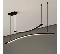 Creative Curved Long Hanging Lamp with Acrylic Shade, LED Pendant Light, Metal Linear Dining Room Chandeliers, Living Room Decorative Lighting Ceiling Suspension Lamps