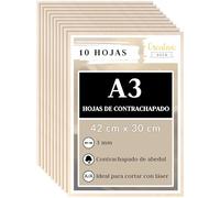 Creative Deco 10 x A3 Tablero Madera Manualidades Contrachapado | 420 x 300 x 3 mm (+/- 2mm) | Chapa Maciza Abedul Paneles Maderas para Bricolaje | Pirograbado, Corte por Laser, CNC Router, Modelado
