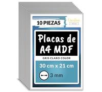 Creative Deco 10 x A4 MDF Tablero Madera Gris | 300 x 210 x 3 mm | Perfecto para Corte por Laser, CNC Router, Modelado, Calado, Bricolaje, Manualidades