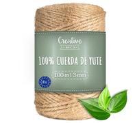 Creative Deco 100 m Cuerda de Yute 3mm Cordel Manualidades | Hilo Cordón Rollo Grande Marrón Natural Gruesa Fuerte, Embalaje, Decoración, Floristería, Artesanía y Bricolaje