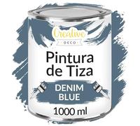 Creative DECO 1L Azul Denim Pintura a la Tiza para Muebles sin Lijar Chalk Paint | Pintura Madera Mate y Lavable | Renovación, Decoración, Manualidades | Posible Efecto de Barrido y Gradiente