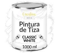 Creative DECO 1L Blanca Pintura a la Tiza para Muebles sin Lijar Chalk Paint | Pintura Madera Mate y Lavable | Renovación, Decoración, Manualidades | Posible Efecto de Barrido y Gradiente