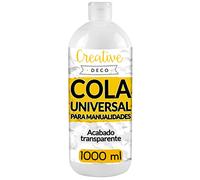 Creative Deco 1L Cola Blanca Manualidades PVA Pegamento 1000ml | Universal | No Tóxico | para Pegar Madera Carpintero, Papel, Cartón, Vidrio, Cerámica | Se Seca Claro y Rápido | Proyectos de Arte