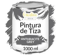 Creative DECO 1L Gris Antracita Pintura a la Tiza para Muebles sin Lijar Chalk Paint | Pintura Madera Mate y Lavable | Renovación, Decoración, Manualidades | Posible Efecto de Barrido y Gradiente