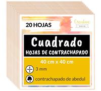 Creative Deco 20 x 40x40cm Tablero Madera Manualidades Contrachapado | 400 x 400 x 3 mm (+/- 2mm) | Chapa Maciza Abedul Maderas para Bricolaje | Pirograbado, Corte por Laser, CNC Router, Modelado