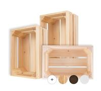 Creative DECO 3 x Caja de Madera Natural Decorativa | 30 x 20 x 15 cm | Cesta de Madera Ideal para Almacenaje Regalo Decoración Bricolaje Manualidades | Documentos Juguetes Herramientas