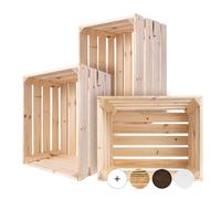 Creative DECO 3 x Cajas de Madera Natural Decorativa | 50 x 40 x 30 cm