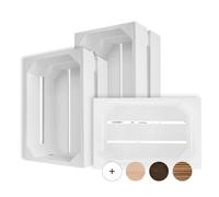 Creative DECO 3 x Cajas de Madera Natural Decorativa Blanca 30 x 20 x 15 cm