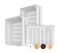 Creative DECO 3 x Cajas de Madera Natural Decorativa Blanca 40 x 30 x 15 cm