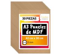 Creative Deco 30 x A3 MDF Tablero Madera | 420 x 300 x 3 mm | Perfecto para Corte por Laser, CNC Router, Modelado, Calado, Bricolaje, Manualidades