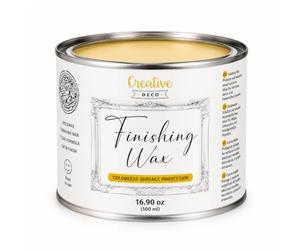 Creative DECO 500 ml Cera de Acabado Muebles Incolora | Protección de Superficies Clara | Pulido Transparente | Brillo Ligero Áreas Brutas o Decoradas