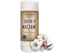 Creative Deco 6mm x 100m Cuerda Macramé Hilo Algodón Blanca