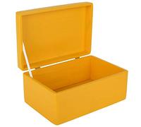 Creative DECO Amarilla Grande Caja Madera Decorativa Almacenaje | 30 x 20 x 14 cm (+/-1cm) | con Tapa | Cofre Decorar Regalo Decoupage | Juguetes, Documentos, Objetos de Valor, Herramientas