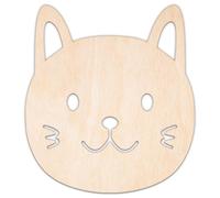 Creative Deco Animales de Madera Contrachapada Personalizados | Cara de Gato | Tamaño 5-100cm | Contrachapado 3mm | Decoración Habitación Infantil | Formas Recortes Cortados con Láser, Decoupage