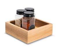 Creative DECO Bandeja Decorativa de Almacenaje de Madera | 15x15x5 cm | Caja Cesta Cajita Organizadora | Madera de Haya | Organizador para Objetos de Pequeños Especias Frascos Cajones Cocina Baño