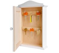 Creative DECO Blanca Caja Armario para Llaves Madera con Puerta | 6 Ganchos | 20 x 6 x 29,5 cm | Para Pared de Pasillo Recibidor | Perfecto para Almacenamiento Decoración Decorar y Decoupage