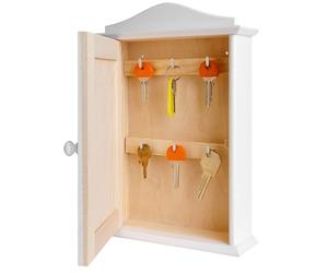 Creative DECO Blanca Caja Armario para Llaves Madera con Puerta | 6 Ganchos | 20 x 6 x 29,5 cm | Para Pared de Pasillo Recibidor | Perfecto para Almacenamiento Decoración Decorar y Decoupage