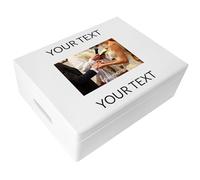 Creative DECO Blanca Caja con tu Foto y Texto Personalizado - Idea de Regalo Personalizada | Cajas Madera de Recuerdos Personalizadas | Para Mujeres Hombres y Parejas | Personalizados