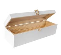 Creative DECO Blanca Caja Madera Vino para Decorar | 1 Botella | 35,1 x 11 x 9,8 cm | con Tapa y Bisagra | Perfecta para Regalo Decoupage Decoración Almacenamiento Manualidades
