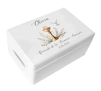 Creative DECO Blanca Caja Regalo Personalizada Primera Comunión | Caja de Memoria de Madera para Niños/Niñas | Personalizado - Cáliz | Impreso | Personalizadas para Niño y Niña | Personalizados