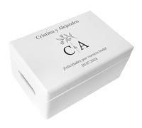 Creative DECO Blanca Personalizada Caja de Regalos Originales para los Novios Boda Regalo | Caja Madera de Recuerdos Especiales | Parejas Aniversario Matrimonio | Iniciales Primeras Letras de Nombres