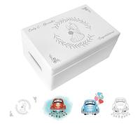 Creative DECO Blanca Personalizado Caja de Regalos Originales para los Novios Boda Regalo | Caja Madera de Recuerdos Especiales Personalizada | Parejas Aniversario Matrimonio