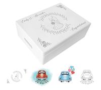 Creative DECO Blanca Personalizado Caja de Regalos Originales para los Novios Boda Regalo | Caja Madera de Recuerdos Especiales Personalizada | Parejas Aniversario Matrimonio