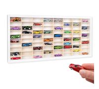 Creative Deco Blanca Vitrina Expositora Coleccionista para Coches de Colección | 80 Compartimentos Ajustables | 80 x 41 x 5,5 cm | Expositor Dedales Miniaturas | para Joyería Objetos de Valor Juguetes