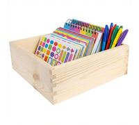 Creative DECO Caja de Almacenamiento 25 x 25 x 9 cm de Madera sin Tapa | Cajón | Madera de Pino Natural | Organizador de Cajones para Pequeños Objetos, Cosméticos, Joyas y Accesorios de Oficina
