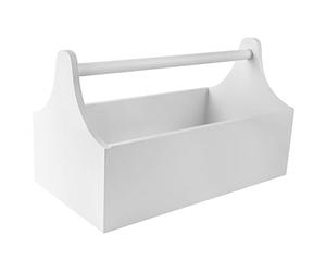 Creative DECO Caja de Herramientas de Madera con Asa | Dimensiones 34 x 18 x 20,5 cm (+/- 0,5 cm) | Color Blanco | Organizador Bolsa Estuche Maletín | Ideal para Pascua Regalo Almacenamiento