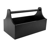Creative DECO Caja de Herramientas de Madera Negra con Asa | 34x18x20,5cm