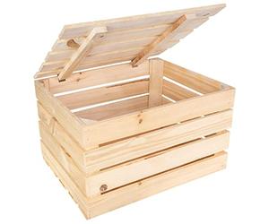 Creative DECO Caja de Madera con Tapa Grande | 50 x 40 x 30 cm | Cofre Baúl Natural de Almacenamiento Vintage Retro | Perfecta para Almacenar Regalo Decoración Bricolaje