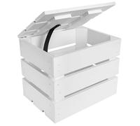 Creative DECO Caja de Madera con Tapa Grande Blanca | 27,5 x 20 x 21,5 cm